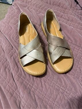 Born Metallic Silver Cross-Strap Sandals